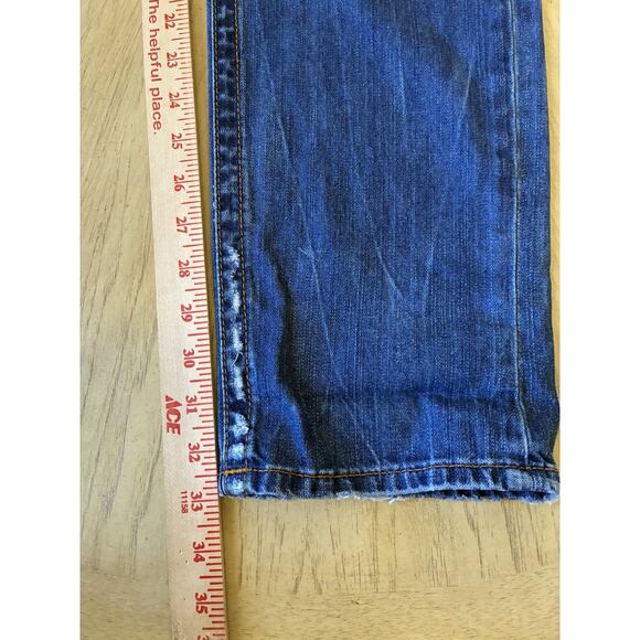 True Religion Skinny Flap Orange Stitch Jeans Mens 33 X 33 Red Distressed Thrash - Picture 14 of 16